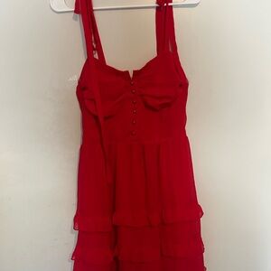 Elegant Red Ruffle Dress